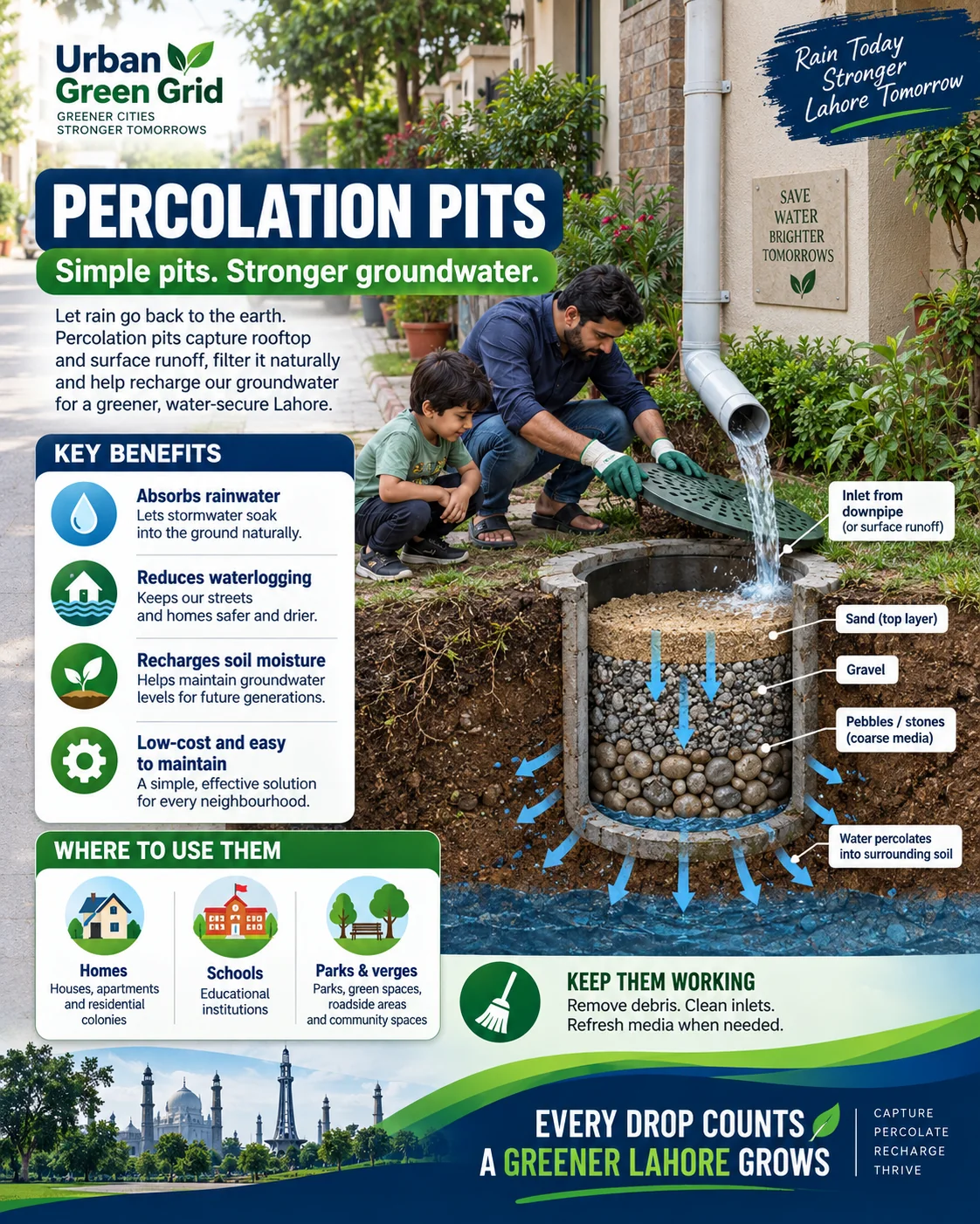 Concept explainer for percolation pit